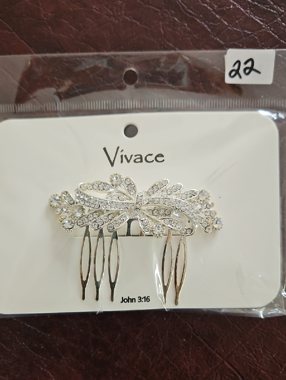 Silvertone Rhinestone Hair Comb